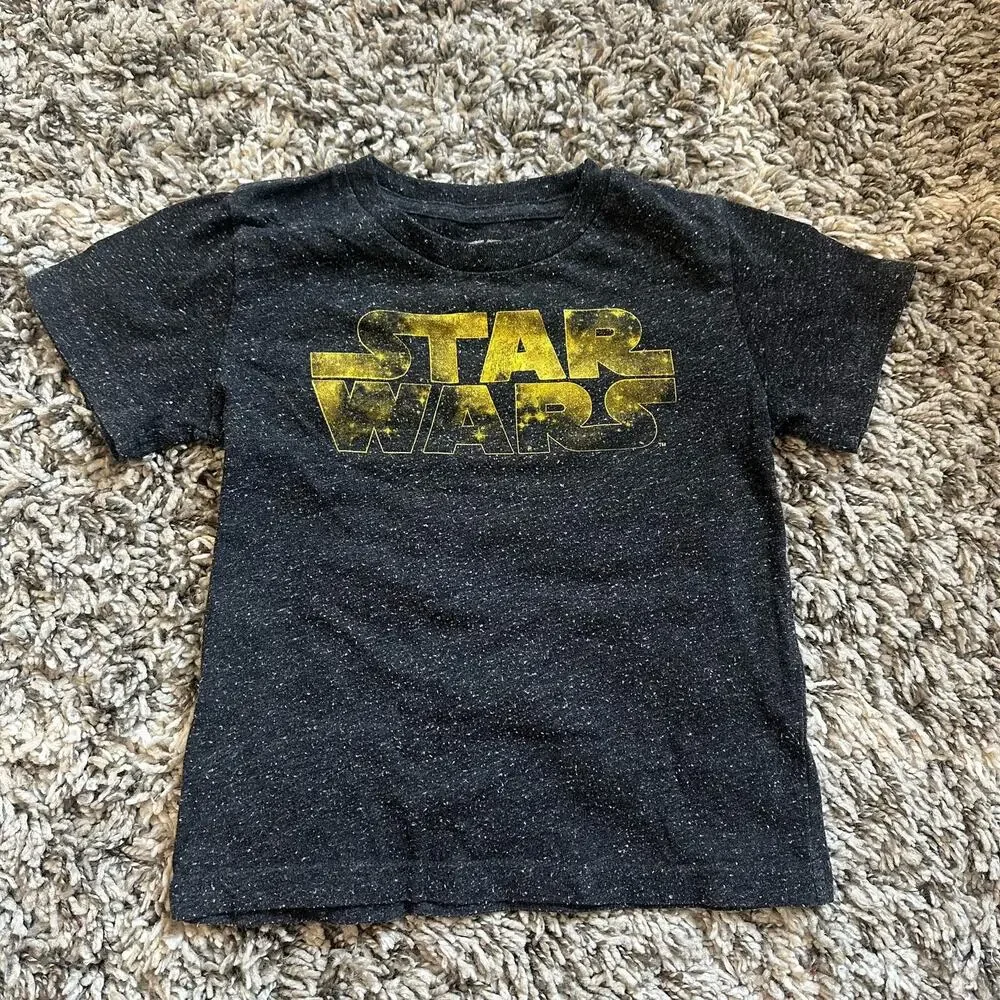 Star Wars Logo T Shirt Slub Knit Toddler Boys 4T 4 Gray Grey